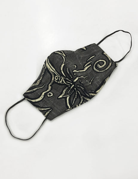 Grey Hawaiian Print Handmade Washable Face Mask