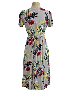 Grey Panther Print Retro Knee Length Rita Dress