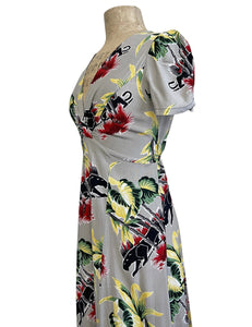 Grey Panther Print Retro Knee Length Rita Dress