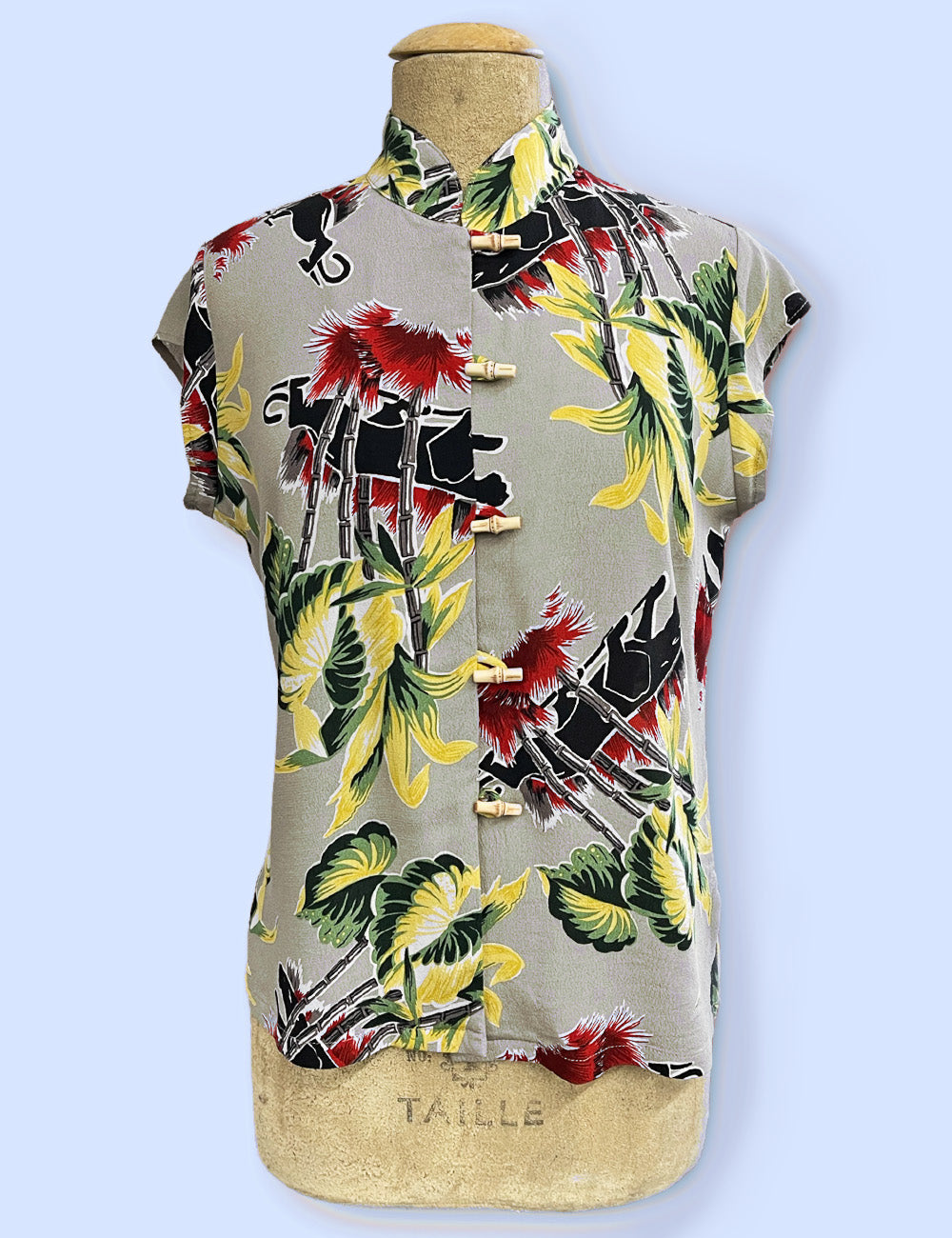 1940s Panther Print Button Up Tea Timer Top Top