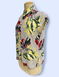 1940s Panther Print Button Up Tea Timer Top Top