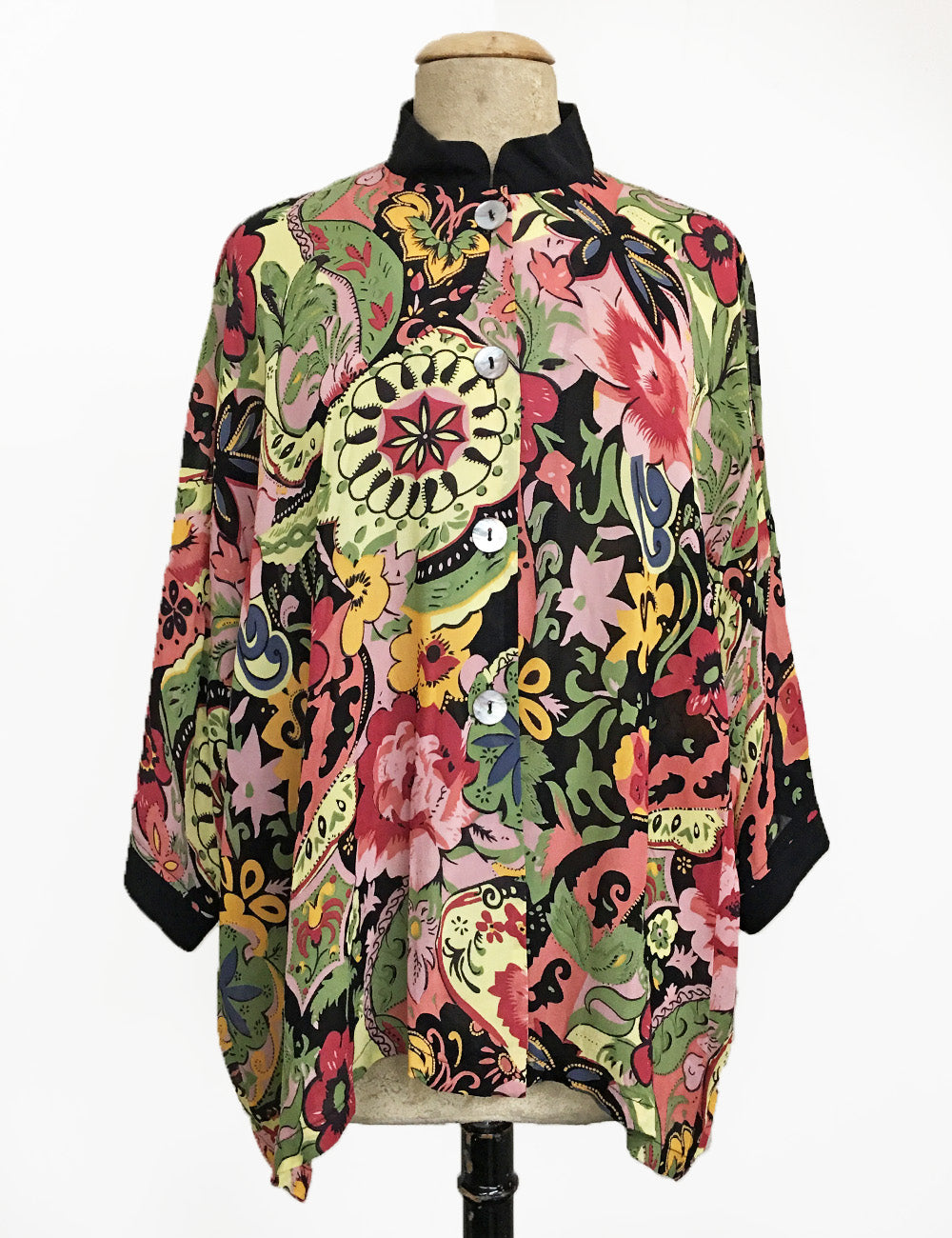 Sheer Gypsy Floral Button Up Luna Kimono Blouse