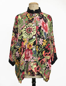 Sheer Gypsy Floral Button Up Luna Kimono Blouse
