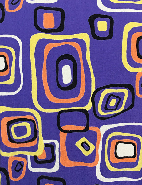Purple Mid Century Halloween Candy Corn Squares Retro Rita Dress - FINAL SALE
