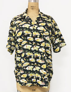 Black Hawaiian Island Cotton Button Up Mens Sonny Shirt - FINAL SALE