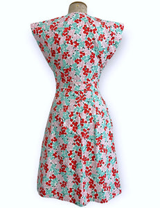 FINAL SALE - Scout for Loco Lindo - 1940s Style Holiday Berry Garden Wrap Dress