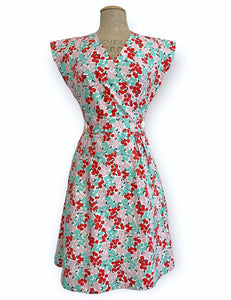 FINAL SALE - Scout for Loco Lindo - 1940s Style Holiday Berry Garden Wrap Dress