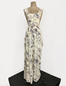 Ivory Vintage Western Print 1940s Style Rosie Bib Overalls