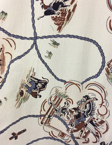 Ivory Vintage Western Print 1940s Style Marta Halter Dress