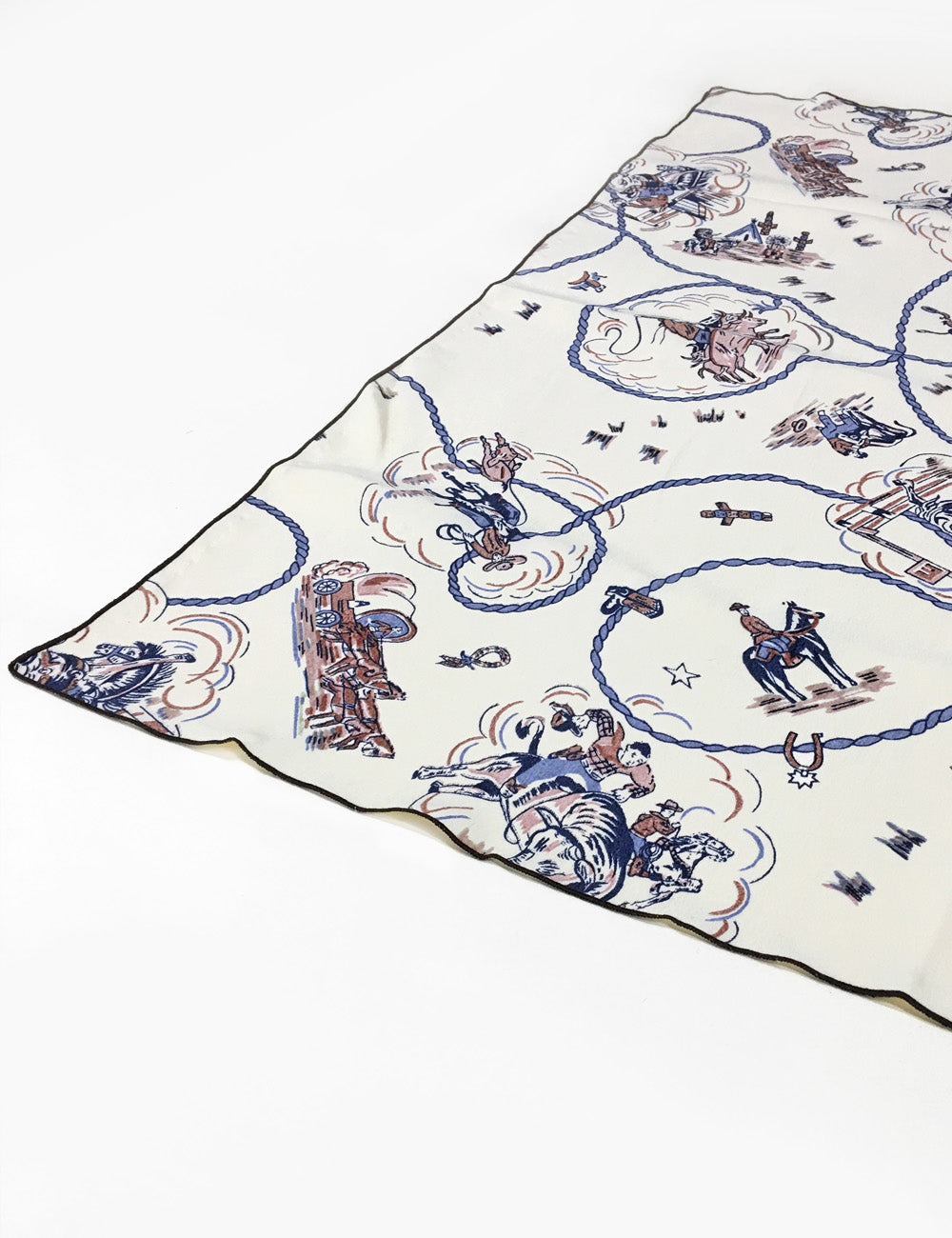 Ivory Vintage Western Print Square Hair & Neck Scarf