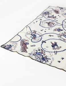 Ivory Vintage Western Print Square Hair & Neck Scarf