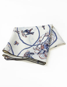 Ivory Vintage Western Print Square Hair & Neck Scarf