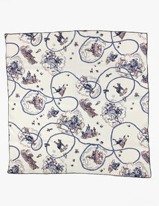 Ivory Vintage Western Print Square Hair & Neck Scarf