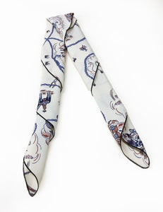 Ivory Vintage Western Print Square Hair & Neck Scarf