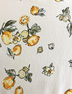 Ivory Lemon Print Mandarin Collar Button Up Tea Timer Top