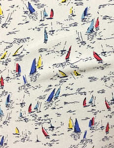 Ivory Nautical Sailboat Print High Waisted Retro Shorts