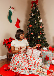 FINAL SALE - Scout for Loco Lindo - 1940s Holiday Berries Petunia Skirt