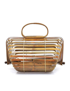 Vintage Style Dark Bamboo Collapsible Tiki Purse