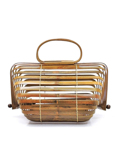 Vintage Style Dark Bamboo Collapsible Tiki Purse