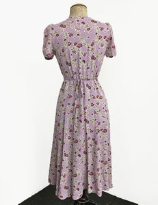 Lavender Floral Vintage Inspired Knee Length Rita Dress