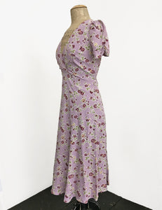 Lavender Floral Vintage Inspired Knee Length Rita Dress