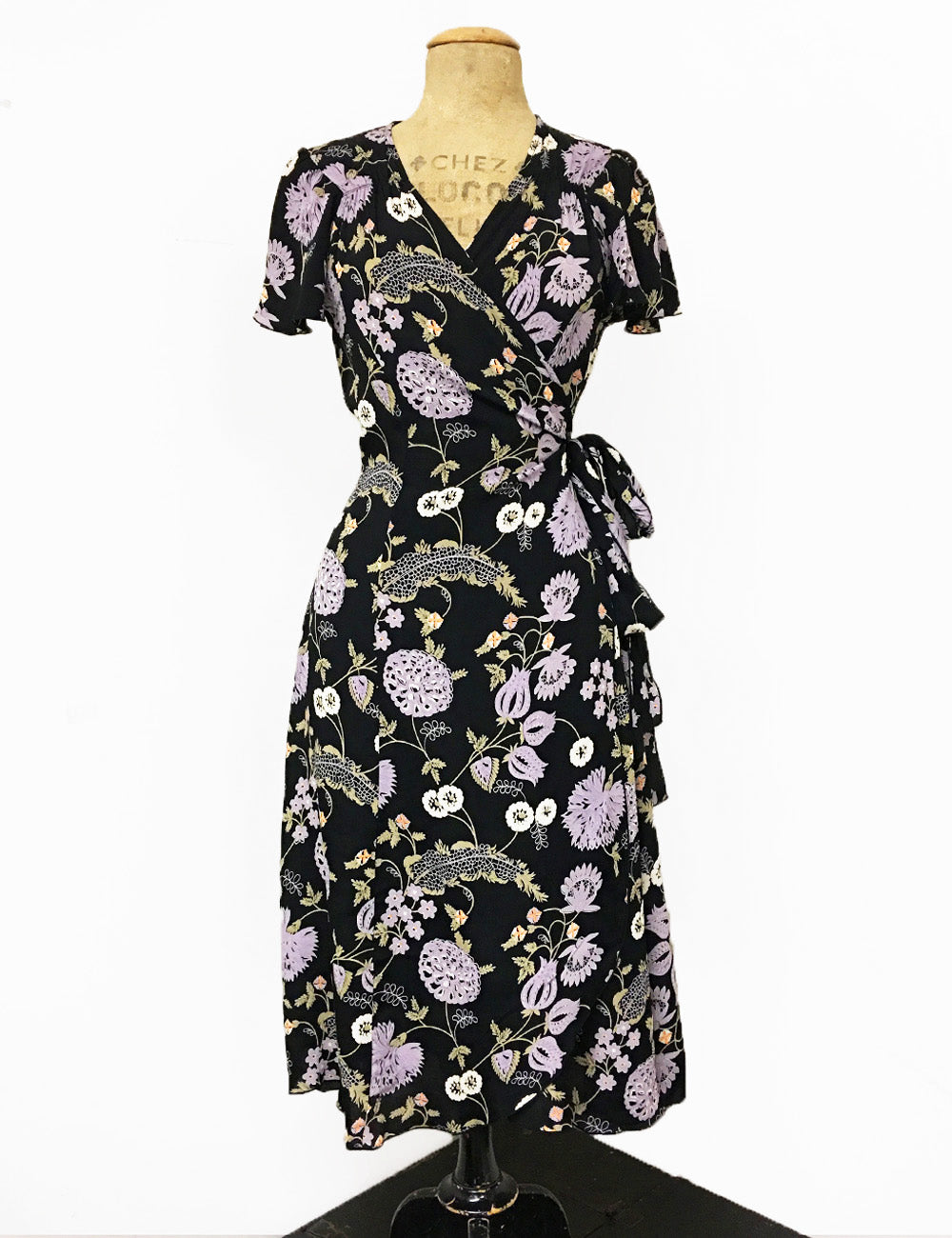 Black & Purple Lavender Fields Biasa Wrap Dress