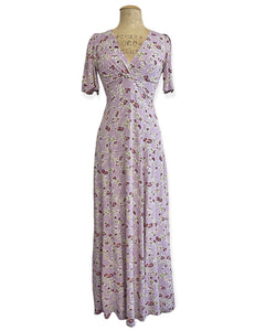 FINAL SALE - Lavender Floral Vintage Style Maxi Length Rita Dress