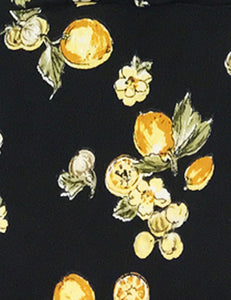 Black Lemon Print Short Sleeve Vintage Day Dress
