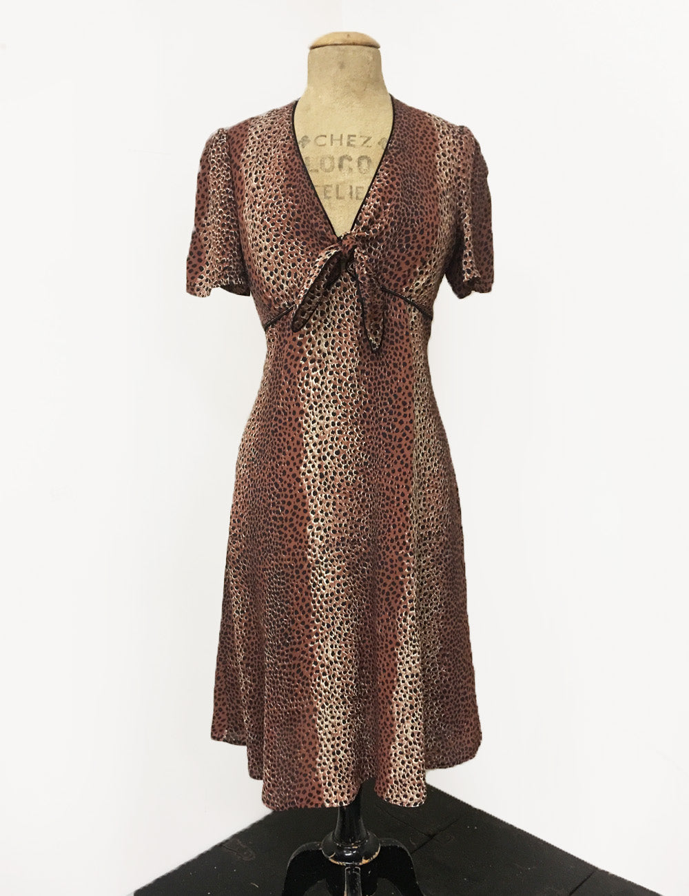 Vintage Inspired Leopard Print Mai Tai Knee Length Dress - FINAL SALE