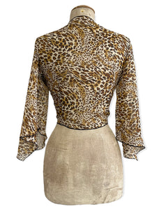 FINAL SALE  - Sheer Leopard Print Angel Wing Crop Tie Top & Cover Up