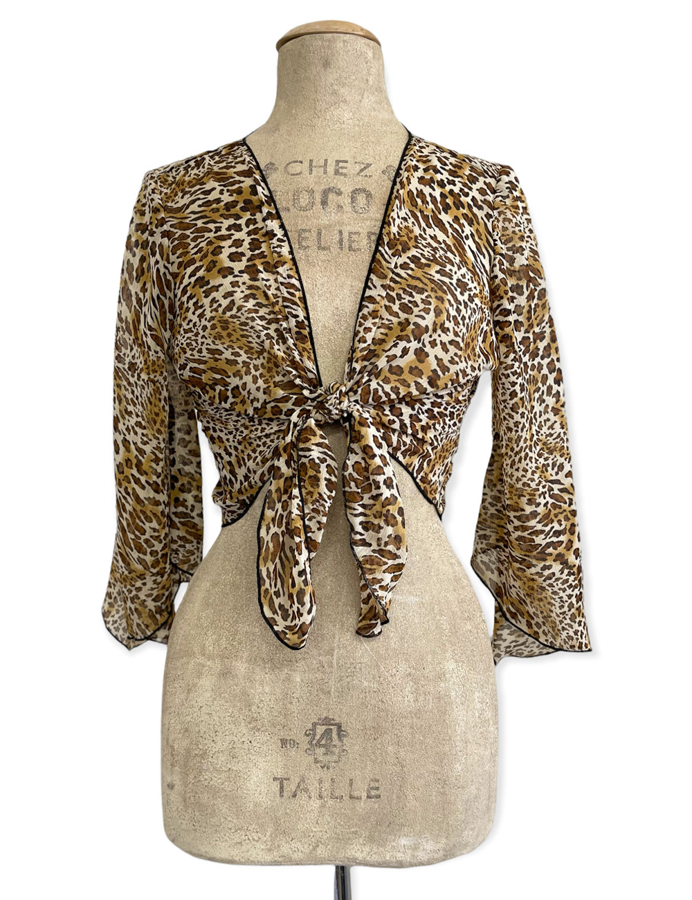 FINAL SALE  - Sheer Leopard Print Angel Wing Crop Tie Top & Cover Up