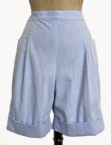 Scout Light Blue Chambray 1940s Style Woodland Walking Short