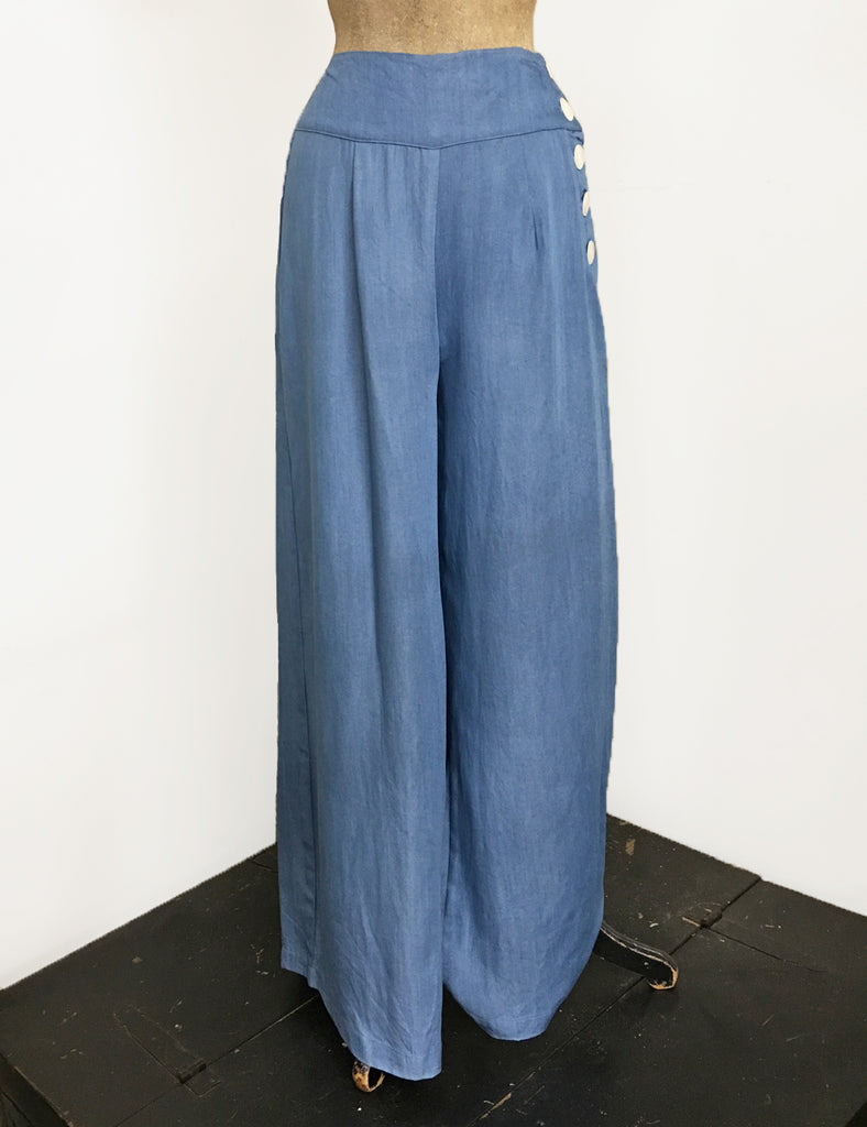 Solid Black Retro 1940s Style High Waisted Palazzo Pan – Loco Lindo