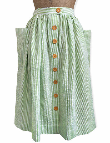 Scout for Loco Lindo Lime Green Seersucker 1940s Petunia Pocket Skirt