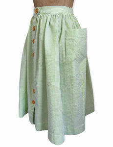 Scout for Loco Lindo Lime Green Seersucker 1940s Petunia Pocket Skirt