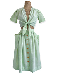 Scout for Loco Lindo Lime Green Seersucker 1940s Petunia Pocket Skirt
