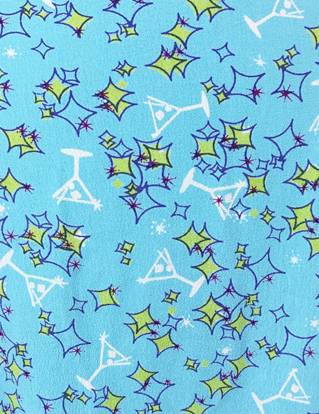 Turquoise Mid-Century Martini Print Venice Beach Balboa Circle Swing Skirt