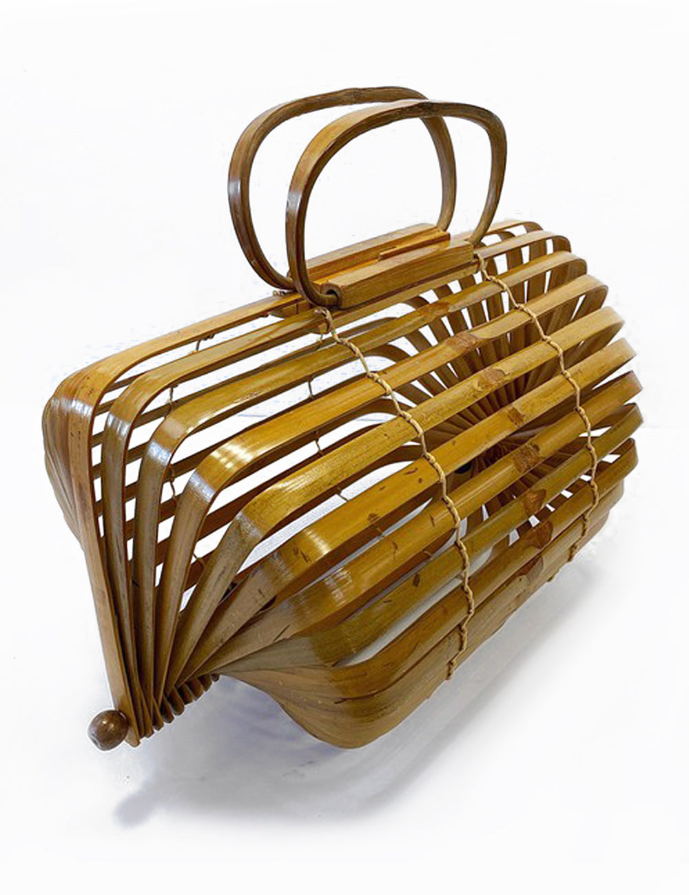 Vintage Style Dark Bamboo Collapsible Tiki Purse