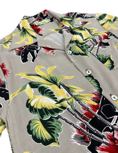 Grey Panther Print Men's Sonny Cabana Shirt