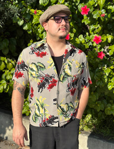 Grey Panther Print Men's Sonny Cabana Shirt