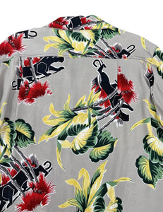 Grey Panther Print Men's Sonny Cabana Shirt