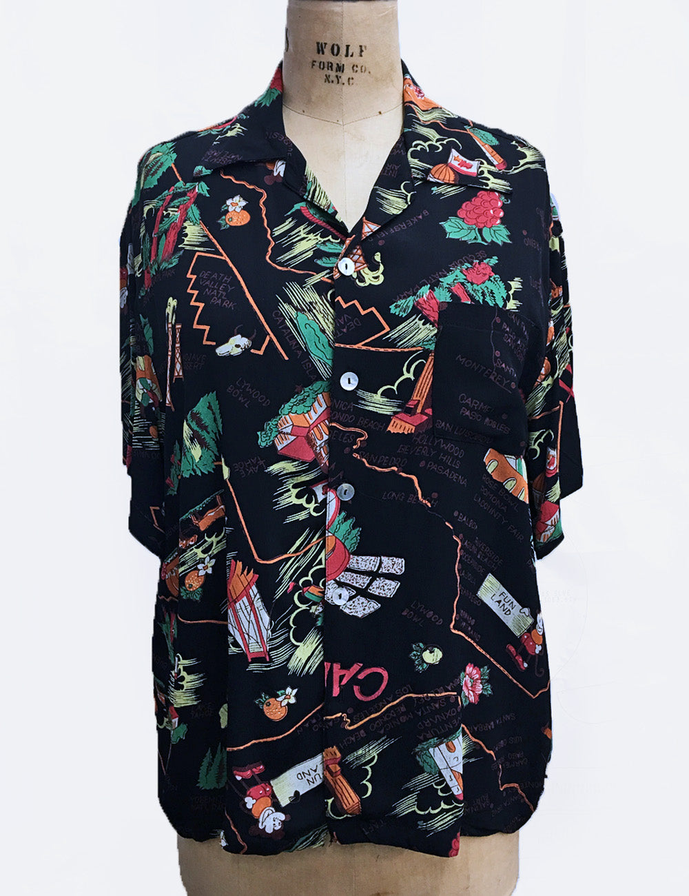 Black California Map Print Mens Sonny Shirt