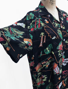 Black California Map Print Mens Sonny Shirt