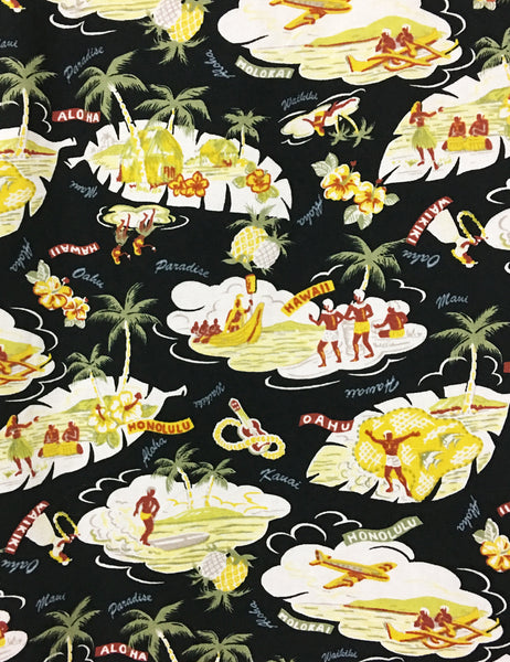 Black Hawaiian Island Cotton Button Up Mens Sonny Shirt - FINAL SALE