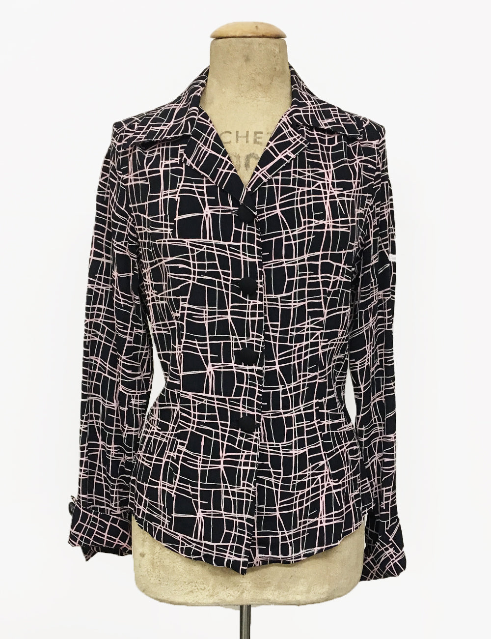 Doris Mayday for Loco Lindo - Metro Print Button Up 1940s Hepburn Blouse