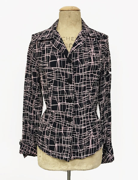 Doris Mayday for Loco Lindo - Metro Print Button Up 1940s Hepburn Blouse