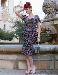 Doris Mayday for Loco Lindo - Metro Print Lena Peplum Wiggle Dress