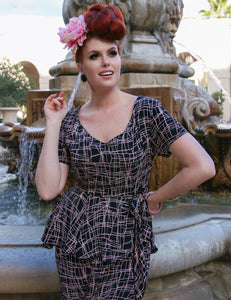Doris Mayday for Loco Lindo - Metro Print Lena Peplum Wiggle Dress