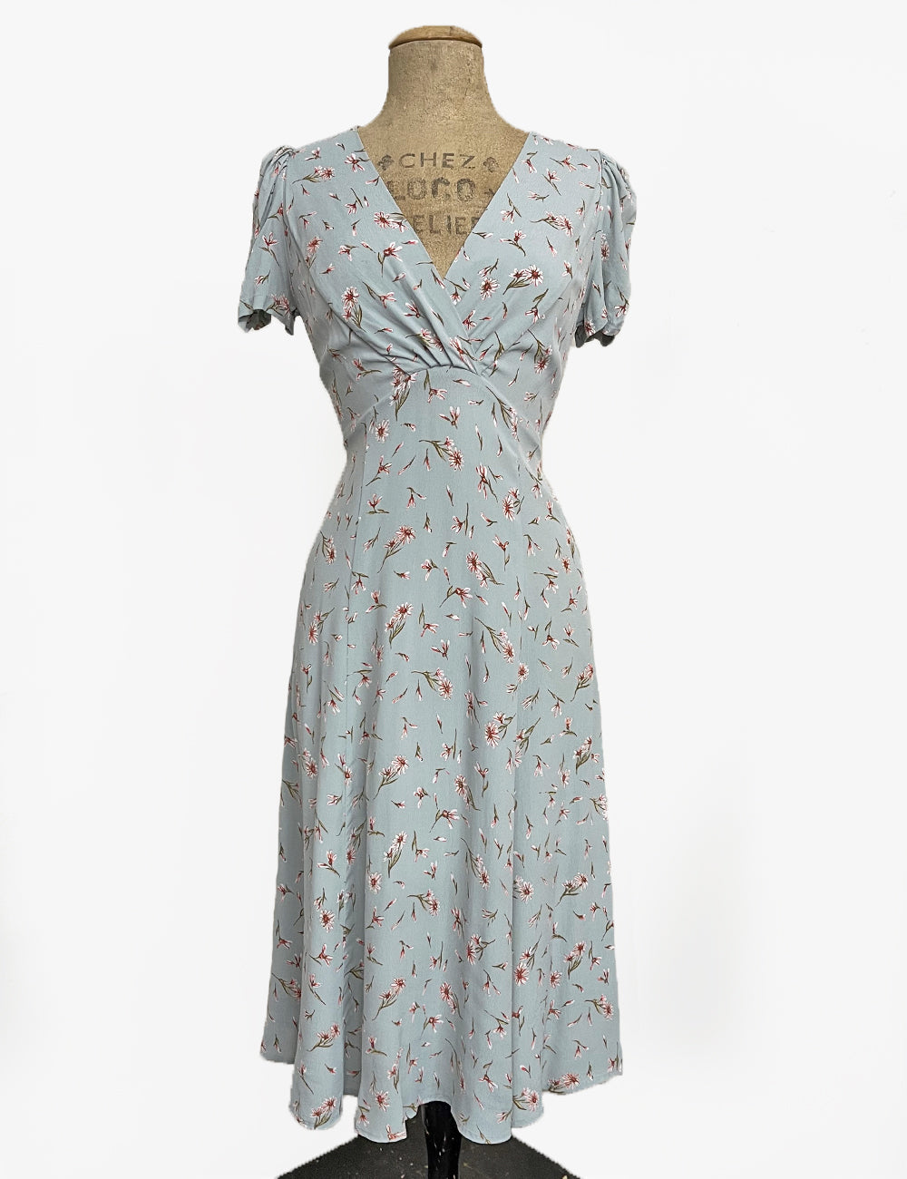 Sweet Mint Floral Retro Rita Knee Length Dress