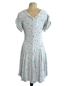 Mint Floral 1930s Style Venice Beach Swing Dress